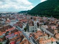 Aerial view of the iconic Black Church of Brasov, Romania, seen from above Royalty Free Stock Photo