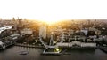 Aerial View of the Iconic Riverside London Eye Observation Wheel 4K