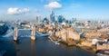 Aerial view of the Iconic Tower Bridge connecting Londong with Southwark Royalty Free Stock Photo