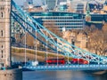 Aerial view of the Iconic Tower Bridge connecting Londong with Southwark Royalty Free Stock Photo