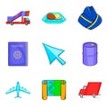 Aerial view icons set, cartoon style