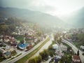 Aerial view of Idrija, small town in western Slovenia Royalty Free Stock Photo