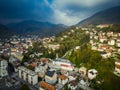 Aerial view of Idrija, small town in western Slovenia Royalty Free Stock Photo