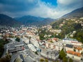 Aerial view of Idrija, small town in western Slovenia Royalty Free Stock Photo