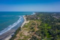 Aerial view of Idyllic beach near the Senegambia hotel strip in the Gambia, West Africa