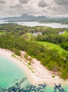 Aerial view of Ile aux Cerfs, Mauritius.The famous deer island. Royalty Free Stock Photo