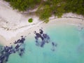 Aerial view of Ile aux Cerfs, Mauritius.The famous deer island. Royalty Free Stock Photo