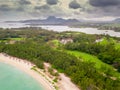 Aerial view of Ile aux Cerfs, Mauritius.The famous deer island. Royalty Free Stock Photo