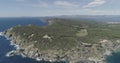 Aerial view of Iles d'Hyeres, French Island on a sunny, beautiful day.