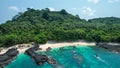 Aerial view from Ilheu das Rolas at Sao Tome, Africa