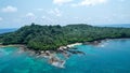 Aerial view from Ilheu das Rolas at Sao Tome, Africa