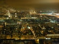 aerial view of illuminated Moscow city at night Royalty Free Stock Photo