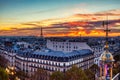 Aerial view of Illuminated Paris at Dusk with Eiffel Tower Royalty Free Stock Photo