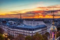 Aerial view of Illuminated Paris at Dusk with Eiffel Tower