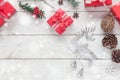 Aerial view image of Merry Christmas decorations & Happy New Year ornaments concept. Royalty Free Stock Photo