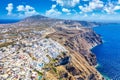 Aerial view of Imerovigli village on Santorini island, Greece Royalty Free Stock Photo