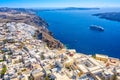 Aerial view of Imerovigli village on Santorini island, Greece Royalty Free Stock Photo