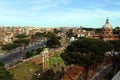 Aerial view of the Imperial Forums in Rome with the Colosseum in the background Royalty Free Stock Photo