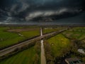 Aerial view of a45. Incoming storm West Midlands. Royalty Free Stock Photo