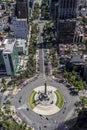 Aerial view of independence angel monument in mexico city and re