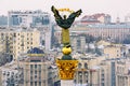 Aerial view of the Independence Monument in Kyiv, Ukraine. December 2013