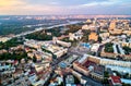 Aerial view of Independence Square - Maidan Nezalezhnosti and other landmarks in Kiev, Ukraine Royalty Free Stock Photo