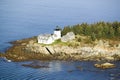 Aerial view of Indian Island Lighthouse in Rockport, Maine