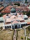 Aerial view Indian Mosque during friday pray.