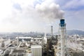 Aerial view of industrial area with chemical plant. Smoking chimney from factory Royalty Free Stock Photo