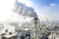 Aerial view of industrial area with chemical plant. Smoking chimney from factory Royalty Free Stock Photo