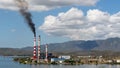 Aerial view of industrial area with smoke in Santiago de Cuba Royalty Free Stock Photo