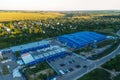 Aerial view of industrial area in summer evening