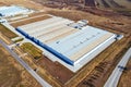 Aerial view of industrial estate surrounded by cultivated field