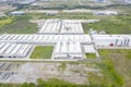 Aerial view of industrial factory buildings