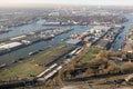 Aerial view industrial harbor Eemhaven, port of Rotterdam