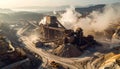 Aerial View of Industrial Mining Operation with Dust and Smoke Royalty Free Stock Photo