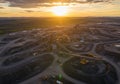 Aerial View of an Industrial Mining Operation at Sunset Royalty Free Stock Photo