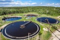 Aerial view of industrial sewage treatment plant Royalty Free Stock Photo