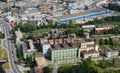 Aerial view of industrial zone city, and old power plant. Royalty Free Stock Photo