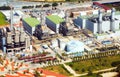 Aerial view of Industry power plant from helicopter