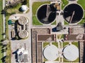 Aerial view of an industry water plant next Vasco da Gama bridge along Tagus river in Lisbon, Portugal Royalty Free Stock Photo
