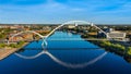 Aerial view of the Infinity Bridge spanning the river Tees in Stockton, California Royalty Free Stock Photo