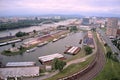 River port Bratislava in cloudy wheather Royalty Free Stock Photo