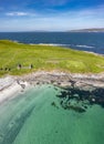 Aerial view of Inishkeel Island by Portnoo in County Donegal, Ireland.