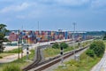 Gantry cranes and containers at Inland Port Greer Royalty Free Stock Photo