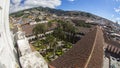 Aerial view of the inner courtyard of the Church and Monastery of San Francisco on a sunny day. It is a 16th-century Roman Royalty Free Stock Photo