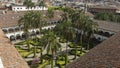 Aerial view of the inner courtyard of the Church and Monastery of San Francisco on a sunny day. It is a 16th-century Roman Royalty Free Stock Photo