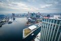 Aerial view of the Inner Harbor of Baltimore, Maryland. Royalty Free Stock Photo