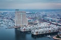 Aerial view of the Inner Harbor and Federal Hill, in Baltimore, Royalty Free Stock Photo