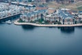 Aerial view of the Inner Harbor and Federal Hill, in Baltimore, Royalty Free Stock Photo